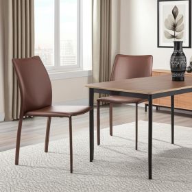 Set of Two All Dark Brown Stacking Chairs