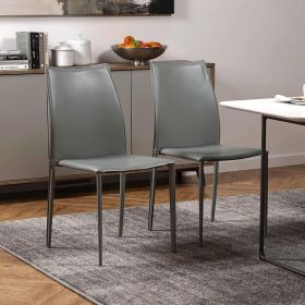 Set of Two Premium All Light Gray Stacking Dining Chairs