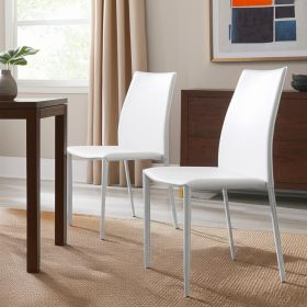 Set of Two Premium All White Stacking Dining Chairs