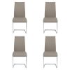 Set of Four Beige Faux Faux Leather Long Back Cantilever Chairs