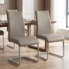 Set of Four Beige Faux Faux Leather Long Back Cantilever Chairs