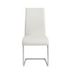 Set of Four White Faux Faux Leather Long Back Cantilever Chairs