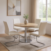 Set of Four White Faux Faux Leather Long Back Cantilever Chairs