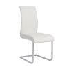Set of Four White Faux Faux Leather Long Back Cantilever Chairs