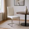 Set of Four White Faux Faux Leather Long Back Cantilever Chairs