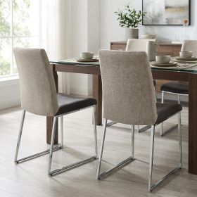 Set of Two Dark Brown and Gray Stainless Steel Chairs