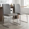 Set of Two Light Brown and Gray Stainless Steel Chairs