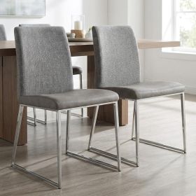 Set of Two Light Brown and Gray Stainless Steel Chairs