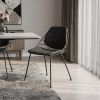 Set of Two Leaf Dark Gray Fabric and Black Dining Chairs