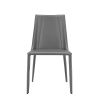 Sleek All Dark Gray Faux Leather Dining or Side Chair