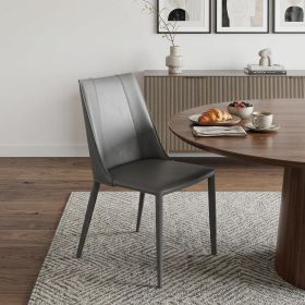 Sleek All Dark Gray Faux Leather Dining or Side Chair