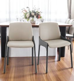 Set of Two Light and Dark Gray Faux Faux Leather Side Chairs