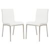 Set of Two Minimalist White Faux Faux Leather Chairs