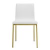Set of Two Minimalist White Faux Faux Leather and Gold Chairs