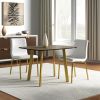 Set of Two Minimalist White Faux Faux Leather and Gold Chairs