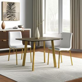 Set of Two Minimalist White Faux Faux Leather and Gold Chairs