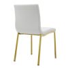 Set of Two Minimalist White Faux Faux Leather and Gold Chairs