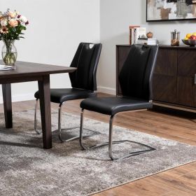 Set of Two Black Faux Leather Cantilever Chairs
