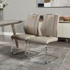 Set of Two Beige Faux Leather Cantilever Chairs