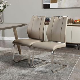 Set of Two Beige Faux Leather Cantilever Chairs