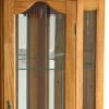 Golden Oak Scallop Top Lighted Corner Curio Cabinet