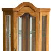 Golden Oak Scallop Top Lighted Corner Curio Cabinet