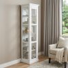 White Cornice Molding Curio with Glass Door