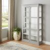 Gray Cornice Molding Double Door Curio Cabinet