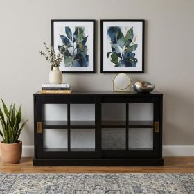 Dynasty Contemporary Black and White Low Curio Cabinet