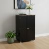Metro Black Wood and Marble Bar Cabinet