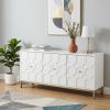 White and Gold Moroccan Dynasty Three Door Accent Cabinet