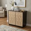 Brown and Cream Sculptural Leaf Accent Storage Cabinet