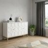 White and Gold Moroccan Dynasty Two Door Accent Cabinet