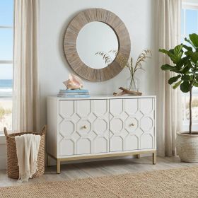White and Gold Moroccan Dynasty Two Door Accent Cabinet
