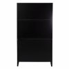 Rustic Black and Light Bamboo Tall Buffet Cabinet