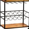 Brown and Black Metal Bar Cart With Wine Storage