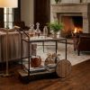 Natural and Black Reclaimed Wood Bar Cart With Wine Storage