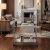 Silver Metal And Mirrored Glass Bar Cart With Wine Storage