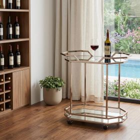 Champagne Iron And Mirrored Glass Bar Cart