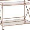 Metallic Gold Metal And Mirrored Glass Bar Cart