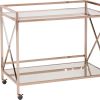 Metallic Gold Metal And Mirrored Glass Bar Cart
