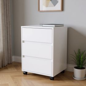 18" White Three Drawer Rolling Cabinet