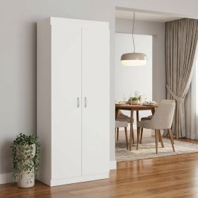 63ï¿½ï¿½ï¿½ Classic White Pantry Cabinet with Two Full Size Doors