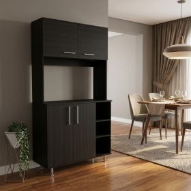 Modern Black  Kitchen Cabinet with Two Storage Shelves