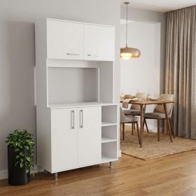 Modern White Kitchen Cabinet with Two Storage Shelves