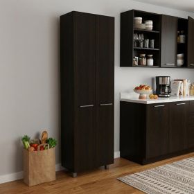 78" Modern Black Pantry Cabinet with Two Full Size Doors