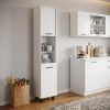 78" Modern White Sleek and Tall Pantry Cabinet