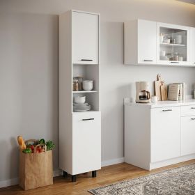 78" Modern White Sleek and Tall Pantry Cabinet