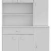 White Pantry Cabinet with Multiple Storage Shelves