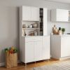 White Pantry Cabinet with Multiple Storage Shelves